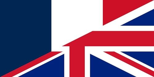 magFlags Drapeau Large France and the United Kingdom | Diagonal divided hybrid flag of France and the United Kingdom | drapeau paysage | 1.35m² | 80x160cm