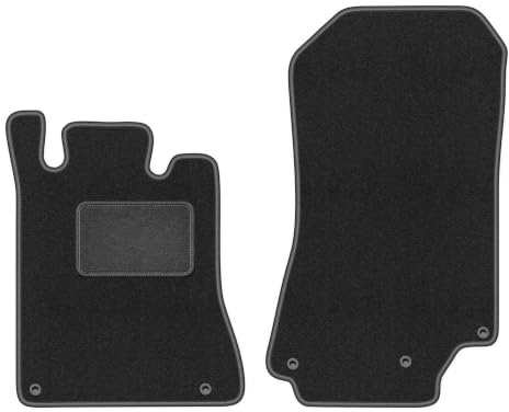 Velours-Fußmatten vorne passend für Mercedes SL R129 1989-2001, Graphit | passend für 500 sl; Velours-Teppich (Polypropylen), ca. 6,5 mm; rutschfest, vormontierte Befestigungen (Typ NAP16)