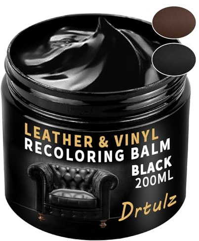 drtulz Leder Reparatur Set Schwarz, Lederpflege Für Ledercouch, Für Vinyl Möbel, Sofa, Autositze, Schuhe Für Reparatur Lederfarbe Auf Verblassten und Zerkratzten Ledersofas (200ML)
