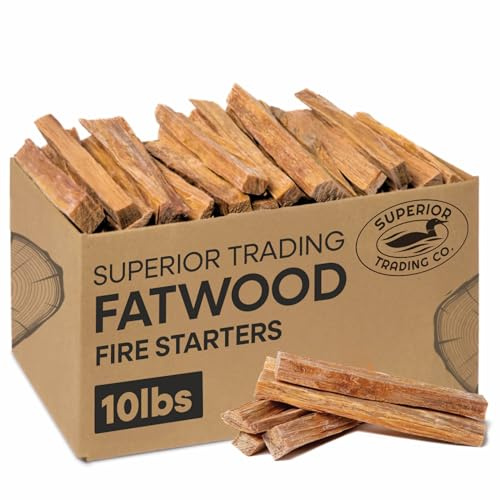 4,5 kg Fatwood Fire Starter Sticks Camping Essentials | Tolle Feuerscheite und Feueranzünder für Lagerfeuer, Holzöfen, Kamine, Lagerfeuer | Feuer mit 2 Stäbchen anzünden | 4,5 kg Box