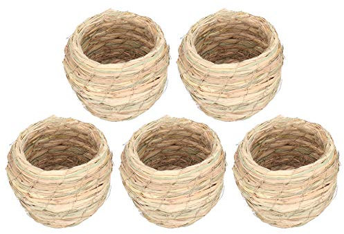 Qukaim Nido de paja artificial para incubación de pájaros, 5 piezas/juego, 12 cm, decoración de lugar de eclosión de pájaros, casa de cría de loros
