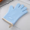 GDJIAYIYI Oven Gloves Heat Resistant, Silicone Oven Gloves Double, Silicone Oven Mitts, silicone&cotton thickened oven gloves with fingers, for Oven Microwave BBQ Kitchen (Light Blue)