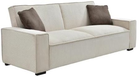 Vente-unique-Sofa 3-Sitzer mit Schlaffunktion - Cord - Beige - SEKOTA