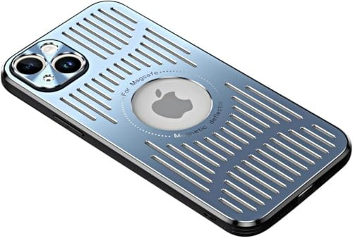 Doulings Entworfen für iPhone-Hülle, [militärischer Fall- und Kameraobjektivschutz], luxuriöse Aluminiumlegierung, Wärmeableitung, Logo-Ansicht, stoßfeste Abdeckung (Blau, iPhone 16 Pro)