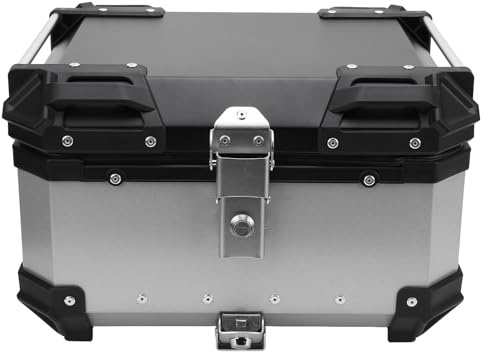 Diyeeni 32L Motorrad-Topcase, Aluminium-Motorrad-KofferraumHeckbox mit Sicherheitsschloss Zur Aufbewahrung von Helmen, Großem Gepäck, Wasserdicht, Motorcycle Accessories (Silver)
