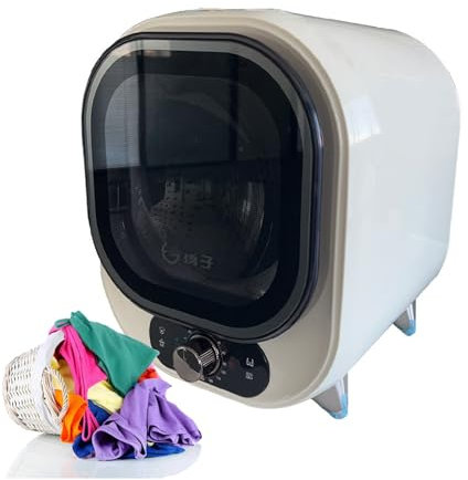 VoOqo 5KG Small Tumble Dryer, 450W Stainless steel Compact Vented Tumble Dryer, 0.8KG capacity,Hot and cold wind, Silent drying, Dual temperature control probe for Apartment, Home, Dorm white