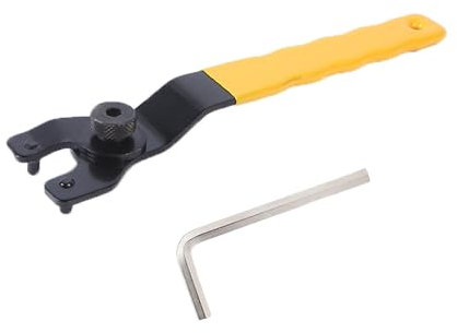 1Pcs Adjustable Angle Grinder Spanner, Universal Angle Grinder Spanner Key Adjustable Pin Wrench with L-Shape Hex Key (Yellow)