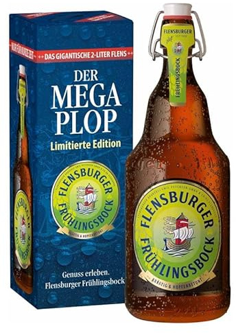 2 Liter Mega Plop Frühlingsbock aus der Flensburger Brauerei mit Geschenkverpackung