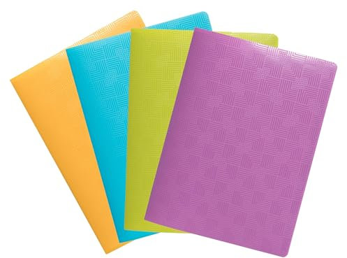 Exacompta - Réf. 5890E - Carton de 10 Protège-documents Pop'N Co - 30 pochettes grainées - 60 vues - pour A5 - dim 24 x 32 cm - couverture en polypro recyclé semi-rigide - 4 couleurs assorties