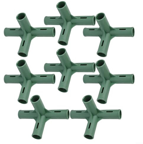 8pcs Greenhouse Frame Joint Connector 19mm Heavy Duty Plant Support Pipe Connector Awning Bracket for Garden Structure Building Weather Resistant Green Plastic Fittings(1#)