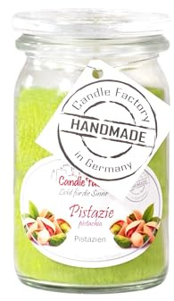 Candle Factory Baby Jumbo Duftkerze aus pflanzlichem Stearin im hitzebeständigen Glas der Marke Weck®, bis zu 24h Brennzeit, Duft: Pistazie