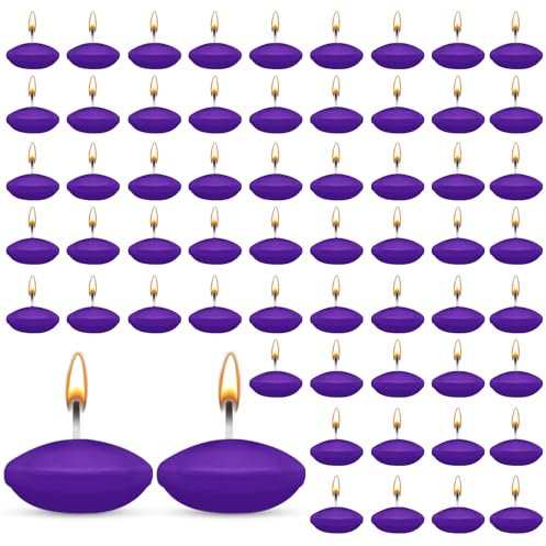 HA BIN 60 Pezzi Candele Galleggianti, 38 mm Candele Galleggianti, Candele Galleggianti Non Profumate, per Matrimoni, Notti Romantiche, Addii al Nubilato, Decorazioni (Viola)
