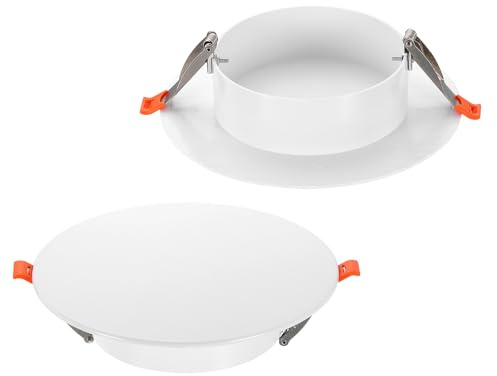 Awclub 7.3-Inch Spring Mount Ceiling Cover Plates, Recessed Light Trim Wall, Downlight Hole Cap Decorative Panel with Buckle Fit 5-6.9inch Round Hole Ceiling Openings, White 2 Pack