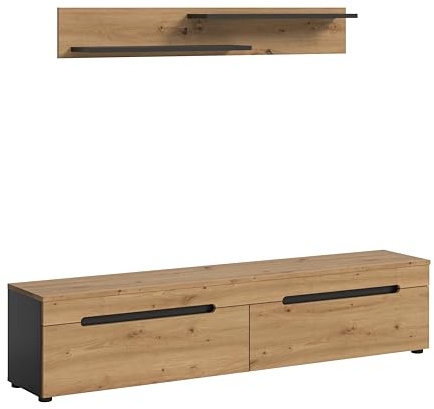 xonox.home - TV Element Canu 170x38x33 cm in Korpus Basalt grau Nb. und Front Artisan Nb. - Lowboard TV-Board Wohnwand-Element TV-Schrank - modern & praktisch