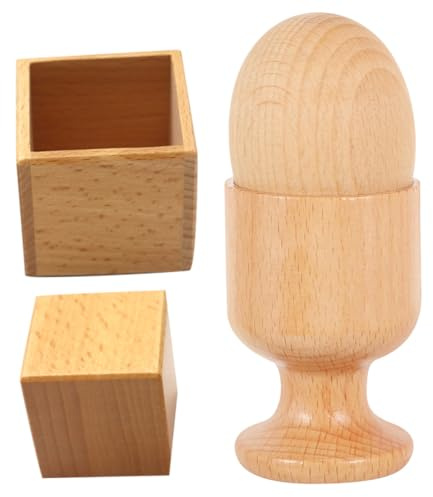 Veemoon Jouets de Coordination Main-œil en Bois Montessori pour Garçon et Filles 2 Ensembles Œuf et Coquetier Boîte et Bloc Carré Apprentissage Sensoriel Préscolaire Éducatif