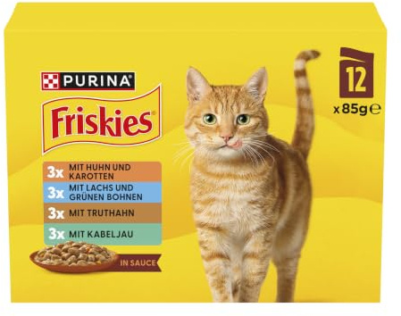 FRISKIES in Sauce, Sorten-Mix, 72er Pack (6 x 12 x 85g) | Katzenfutter nass