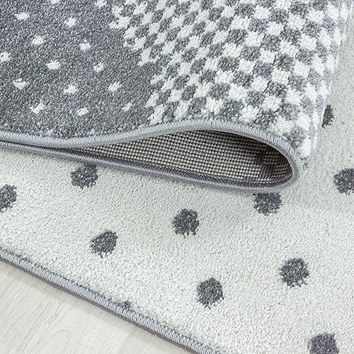 KADIMA DESIGN Teppich Rund Pink 160x160 cm Kinderzimmer Wolken-Motiv Himmel Pflegeleicht Farbenfroh Waschbar Strapazierfähig Robust Jugendzimmer Fußbodenheizung geeignet Oeko-TEX | NOLA