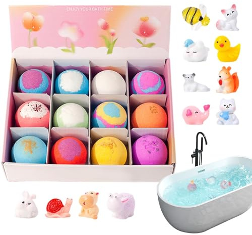 Lot de 12 balles de bain gazeuse - Avec effet nourrissant - Jouet de bain moussant - Pour spa, voyage, salle de bain, hôtel, détente - Jouet pour enfants