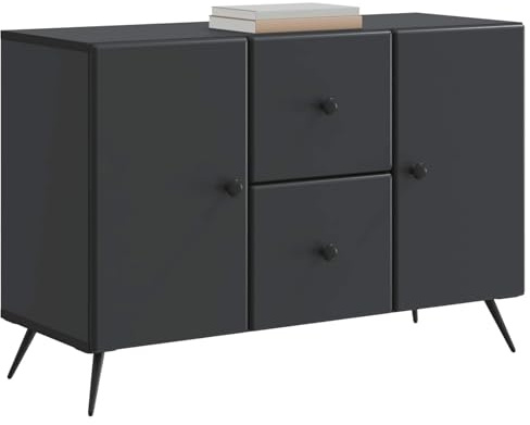 vidaXL Sideboard Schwarz 89 x 34,5 x 60 cm Holzwerkstoff, Wohnzimmer, Rechteckiger Moderner Sideboard, Viel Stauraum, Verstellbarer Organizer, Stilvolle Lösung