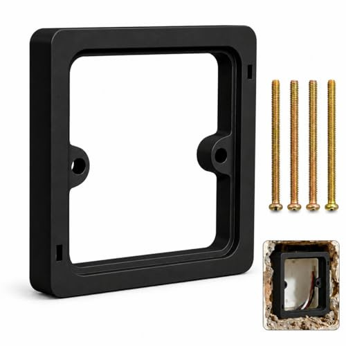 10mm Electrical Socket Spacer, Standard Black Single Socket Spacer for 1-Gang Single Socket Back Box Durable Surround Extender in for Black Light Switch Easy Fit Spacer