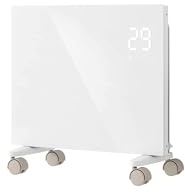 AICA Radiateur 1000W WiFi Écran tactile 2en1 Mobile/Mural Blanc | Verre trempé ultra-plat 70mm. Pilotage via app. Minuterie 24h. Montage mural ou sur pieds inclus.