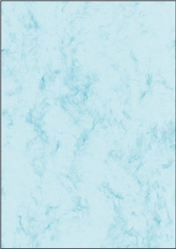 SIGEL DP261 Hochwertiges Marmor-Papier blau, A4, 100 Blatt, Motiv beidseitig, 90 g, Briefpapier, Speisekarte