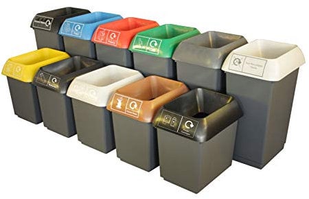 Chabrias 30 Litre Black Lid & Battery Logo Recycling Bin – UK Made 100% Recycled Plastic Colour Coded Simpler Recycling Options