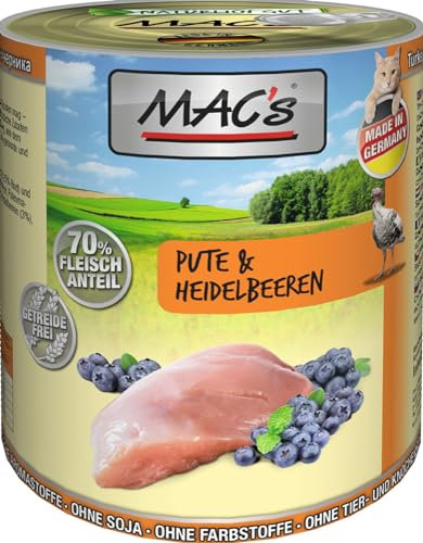 Mac's Katzenfutter getreidefrei Pute & Heidelbeeren, 800 g
