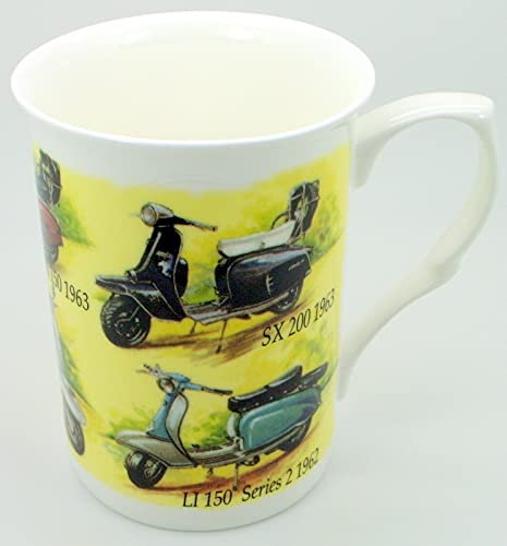 CLASSIC LAMBRETTAS FINE BONE CHINA MUG FEATURING 6 DIFFERENT LAMBRETTAS the Grand Prix 200 2007 LI 125 Series 2 1959 SX 150 1963 LI 125 1961 SX 200 1963 LI 150 Series 2 1962