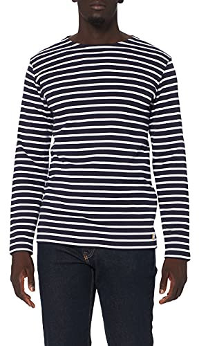 Armor Lux Herren Shirt Im Marine-stil Aus Baumwolle Pullover, Navi/Weiß, L EU