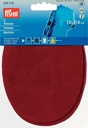 Prym 929378-Parche termoadhesivo (imitación de Ante, 10 x 14 cm), Color Rojo, Terciopelo, 14 x 10 cm, Rot, 2 Stück, 2
