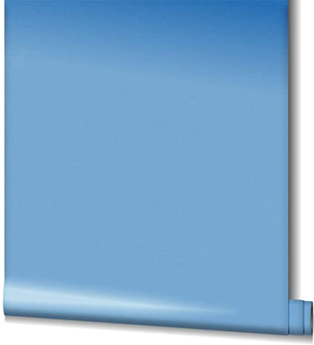 Tapete Blau Uni Blau Modern Kids für Schlafzimmer Wohnzimmer oder Küche 10,05m x 0,53m Made in Germany