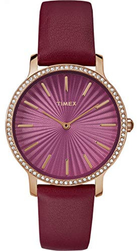 Timex DamenArmbanduhr Analog Quarz Leder TW2R51100