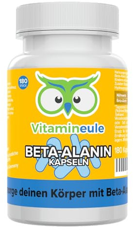 Beta Alanin Kapseln - hochdosiert 500 mg - bioaktiv, pur & vegan - Produktion in Deutschland - ohne Zusatzstoffe & laborgeprüft - Carnosin-Booster für Training & Kraftsport - Vitamineule®