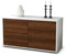 Stil.Zeit TV Schrank Lowboard Alfonsa, Korpus Weiss matt, Front Holz Design Walnuss (92x49x35cm), Push to Open Technik & Leichtlaufschienen