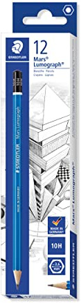 STAEDTLER 100-10H Mars Lumograph Graphite Pencils for Drawing & Sketching - 10H (Box of 12)