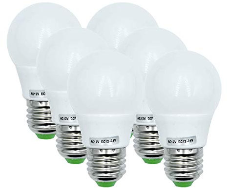 12V Low Voltage Lamp 3W Edison LED Light Bulbs E27 Medium Screw Base (40 Watt Equivalent) for Off Grid Solar System Lighting Marine Boat RV Interior Lighting Camper Warm White 3000K-Pack of 6