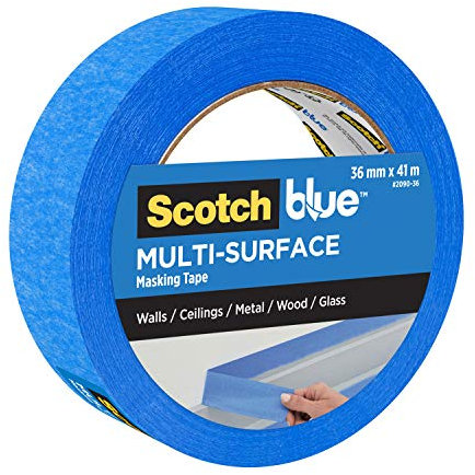 ScotchBlue Multi-Surface Premium Masking Tape, 36 mm x 41 m, 1 Roll/Pack - Scotch Adhesive Blue Painters Tape, For Painting and Decorating, Indoor & Outdoor, Sticks Well, 70% PEFC
