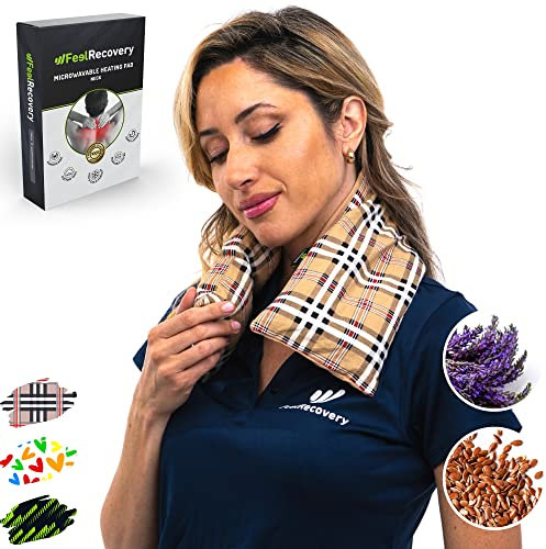 Saco Térmico Semillas Cervical - Almohada Cuello para Calentar en Microondas (60x15 cm) - Cojín de Semillas - Bolsa de Calor con Funda Lavable, Tela de Algodón 100% y Olor a Lavanda