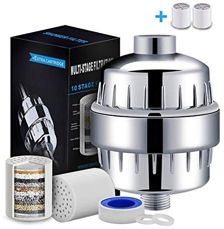 Filtro doccia,15 Passi Universale Filtro Doccia, Anti Cloro, Purificatore Multi Stadio con nuova Declorinazione Cartuccia Rimuovere Cloro, Metallo Pesante e Sostanze Nocive