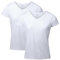 DANISH ENDURANCE Camisetas de Algodón Orgánico para Mujer, Cuello Redondo o Cuello en V, Manga Corta, 2-Pack, Cuello en Pico - Blanco, L