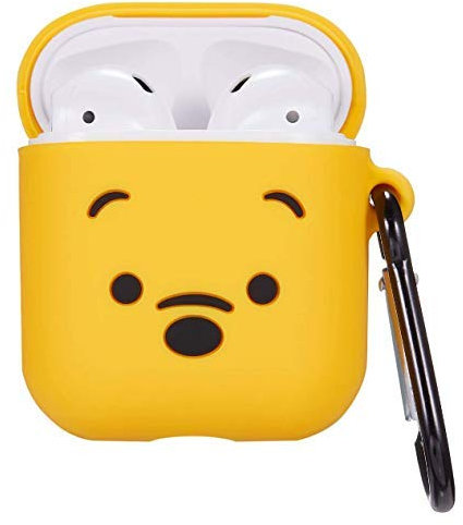 Winnie Puuh AirPod Hülle Silikon Air Pods Case Cover Skin Protector mit Clip Haken Schlüsselanhänger für 1. 2. Generation Pod. Stoßfester Ersatz für kabellose Kopfhörer