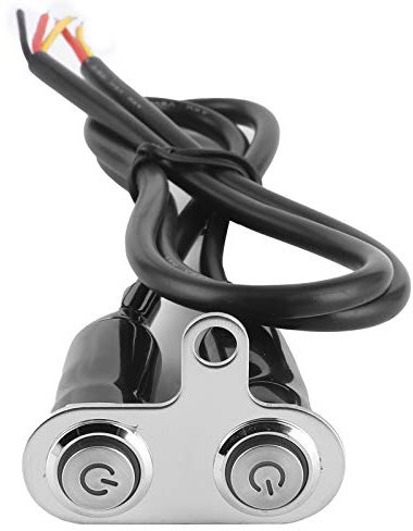 Qiilu Commutateur de guidon de moto 12 V, bouton-poussoir de commande de support de Modification de LED de commutateur de guidon de moto d'acier inoxydable(2 boutons)