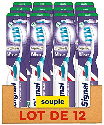 Signal Brosse à Dents x12 Souple, Integral 8 Soin Complet, Pour une hygiène Bucco-dentaire parfaite, Recyclable (Lot de 12) 68264550