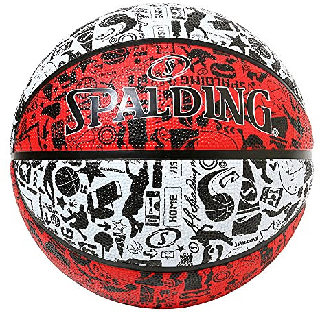 Spalding 84-537J Basketball Graffiti, Red x White, No. 7 Balls, Basketball, Basket