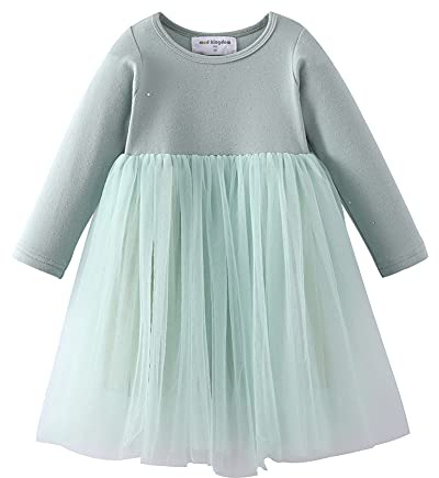 Mud Kingdom Funkelnd Kleine Mädchen Tutu Kleid Langarm Einfarbig Party Rosa