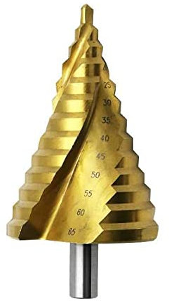1 STÜCKE 6-65 mm Großer Titanbeschichteter Stufenbohrer HSS Spiralnut Kegelbohrer Lochschneider Pagode Metall Stahl Stufenbohrer