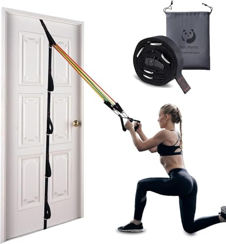 Slim Panda Resistance Band Door Anchor Upgrade - Door Strap Attachment Perfect For Workout & Pull Up Bands, Strength Training with Ergonomic Anti-slip Heavy Gauge Welded Rings & Strong Nylon Webbing