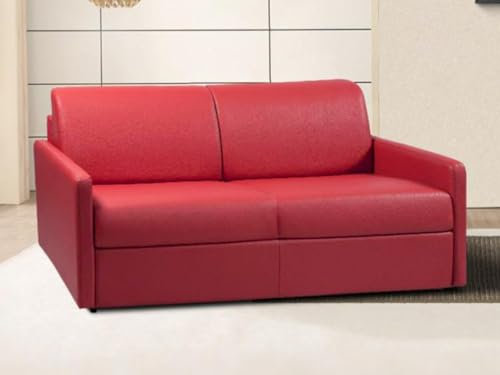 Vente-unique Schlafsofa 4-Sitzer - Liegefläche: 160 cm - Matratzenhöhe: 22 cm - Kunstleder - Rot - CALIFE