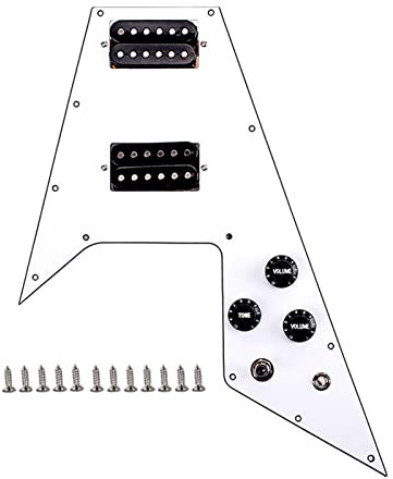 DZDZDZ White 3-Lagel, Der Prächted Pickguard Für Flying V-Gitarre Geladen Wurde Geladenes Schlagbrett